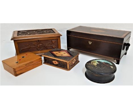 WILLIAM IV SATINWOOD STATIONARY BOXwith a lift up lid revealing a lift out divided tray, with ring side handles, standing on 