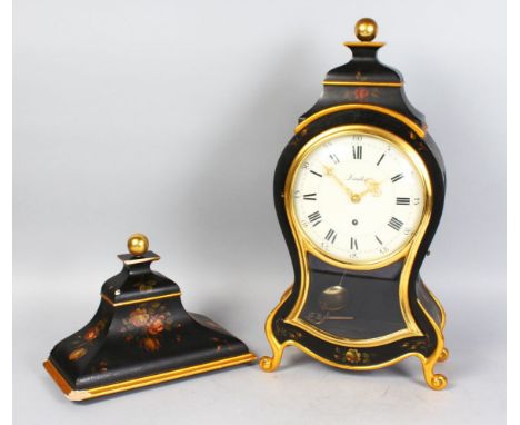 A LOUIS XVI STYLE ZENITH LACQUER CASED MANTLE CLOCK. 19ins high.