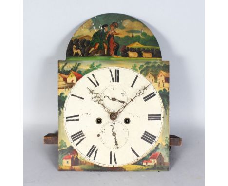 A 19TH CENTURY EIGHT-DAY PAINTED FACE CLOCK MOVEMENT (for restoration).