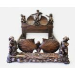 A HIGHLY UNUSUAL 18TH / 19TH CENTURY CONTINENTAL CARVED WALNUT BED FRAME, the headboard having a