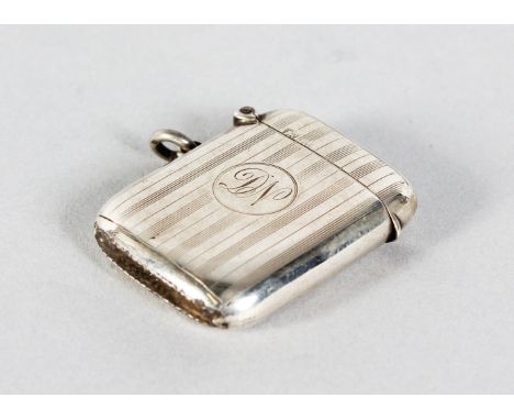 AN ENGINE TURNED SILVER VESTA. Birmingham 1919.  Maker: WJM & Co.