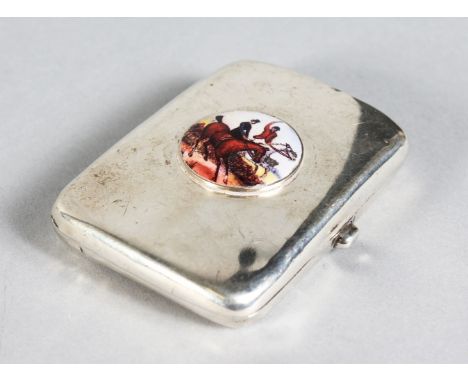 A PLAIN CIGARETTE CASE. Birmingham 1913, with a hunting scene.