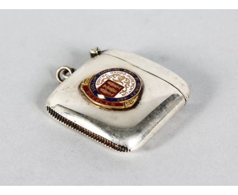 A PLAIN EPNS VESTA with an enamel crest of Peebles.