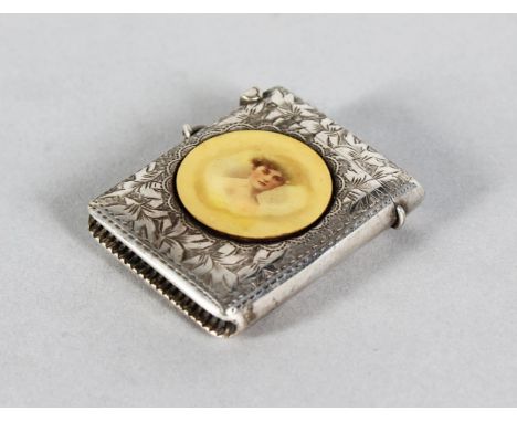 AN ENGRAVED EPNS VESTA, circular portrait if a Gaiety Girl.