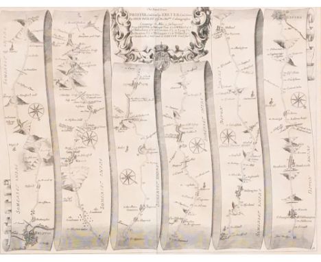 John Ogilby (1600-1676), 'The Road from Bristol to Exeter' strip road map, engraving, 35 x 45cm 