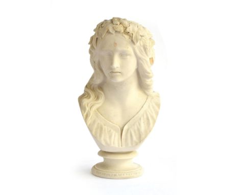 A Copeland Parian bust after WC Marshall, 'Ophelia', 28cm high 