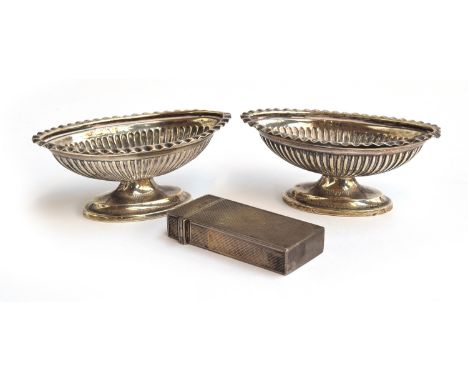 A pair of classical silver salts, by William Henry Leather, Birmingham 1898; together with an engine turned .800 silver light