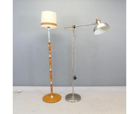 A contemporary poseable floor lamp, and a mid-century style standard lamp, height overall 146cm. (2)