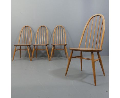 ERCOL - A set of four model 365 Quaker dining chairs.