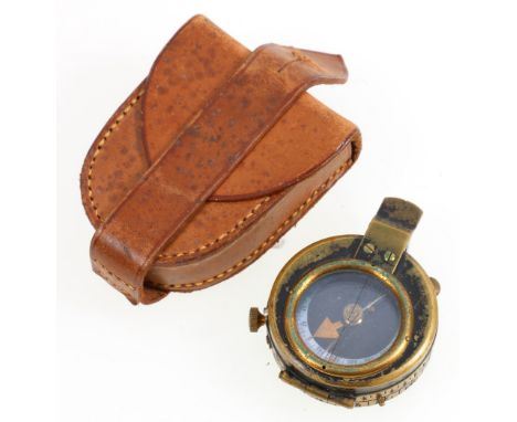WWI military issue sighting compass by Watts & Son of London, numbered 13357, dated 1915 and stamped with broad crows foot ar