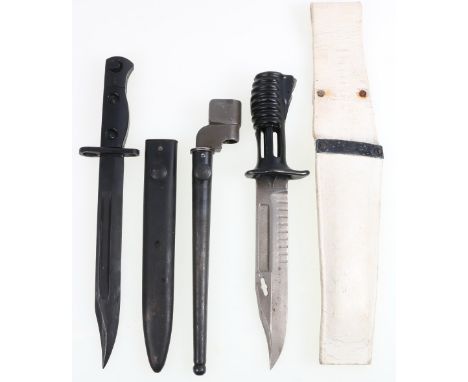 British L3A1 bayonet, blade length 18cm, bayonet length 28cm, with MKII ceremonial frog, British L1A3 bayonet, blade length 2