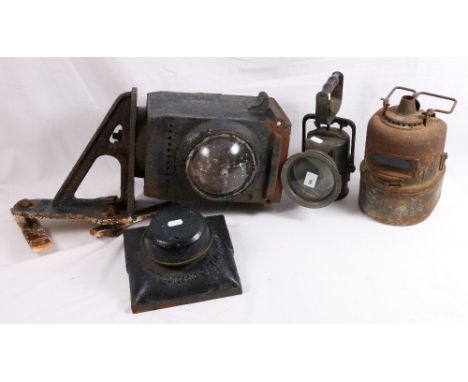 Crestella railway lamp, Lamp Manufacturers & Railway Supplies lamp, LNER bullseye lantern on bracket by Lamp Manufacturers & 