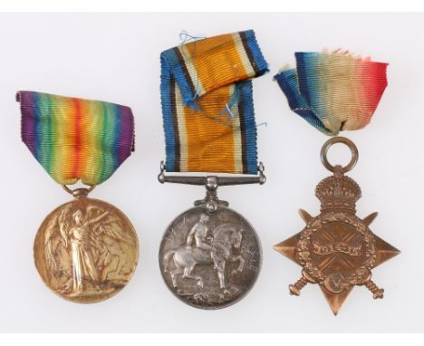 WWI trio comprising War medal and Victory medal to 2 LIEUT E MACKINNON and 1914-15 Star to 2325 L CPL E MACKINNON R SCOTS (Ro