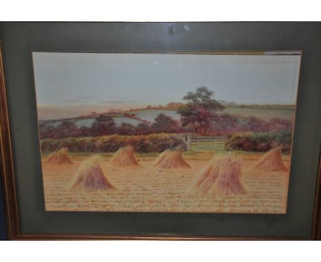 George Oyston (19th/20th Century British) landscape with hayricks, a pair of watercolours together with a similar river lands