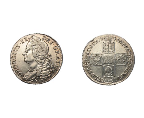 George II (1727-1760), Shilling, 1745, old laureate and draped bust left, LIMA below, rev. crowned cruciform shields, angles 