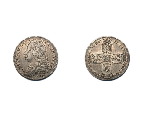 George II (1727-1760), Sixpence, 1746, old laureate and draped bust left, LIMA below, reads GEORGIVS, rev. crowned cruciform 