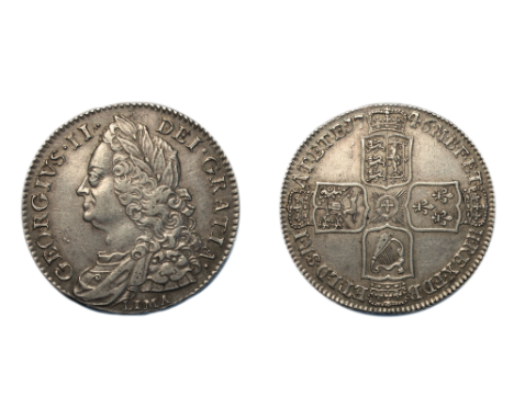 George II (1727-1760), Halfcrown, 1746, old laureate and draped bust left, LIMA below, rev. crowned cruciform shields, angles