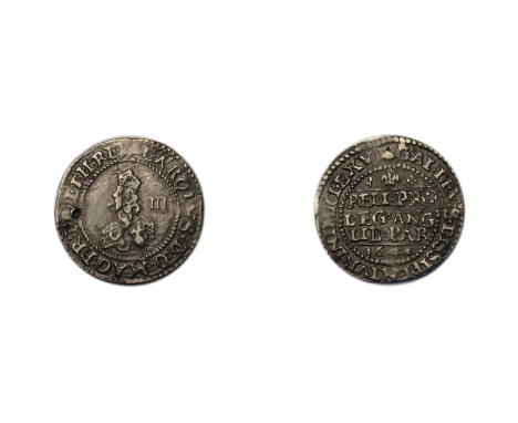 Charles I (1625-1649), Threepence, 1644, Oxford mint, narrow crowned Rawlins bust left, R below, mark of value behind, rev. d