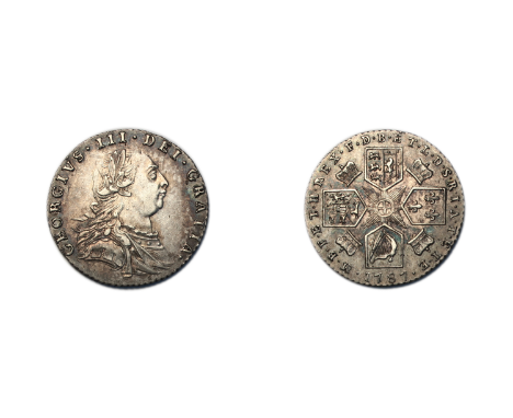 George III (1760-1820), Sixpence, 1787, laureate and draped bust right, rev. cruciform shields, crowns in angles, semee of he