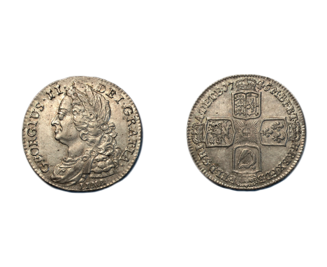 George II (1727-1760), Shilling, 1745, old laureate and draped bust left, LIMA below, rev. crowned cruciform shields, angles 