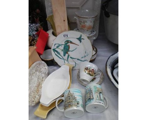 A mixed lot of ceramic plates, cup, saucer etc.,