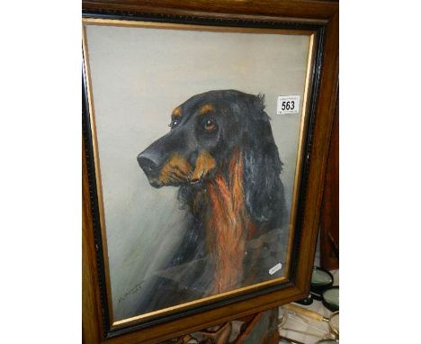 A dog portrait, signed and dated.