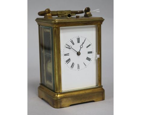 A French late 19th century gilt-brass carriage clock