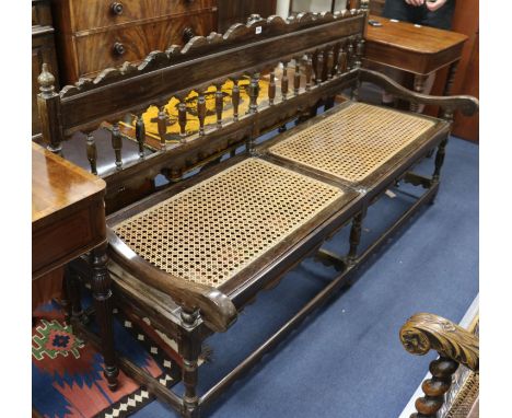 A 19th century Anglo-Indian walnut hall bench, W.180cm