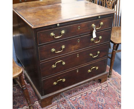 A George III mahogany chest, fitted four long drawers with brushing slide, on bracket feet, W.78cm