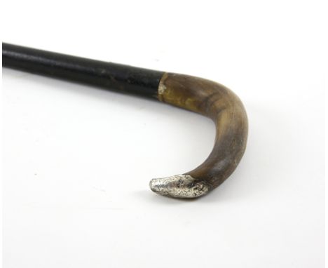 Victorian rhino horn handled and silver mounted walking stick, London, 1898, 85cm long,.    
