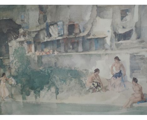 A print after William Russell Flint Bathers signed 50 x 67 cm framed and glazed