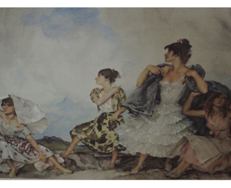A print after William Russell Flint, The Shower signed, 57 x 43cm framed and glazed