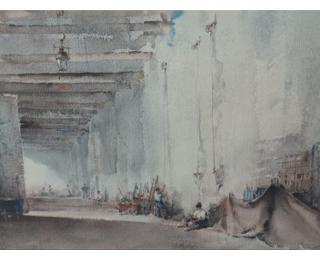 A signed print after William Russell Flint, Cloisters signed 50 x 66cm,