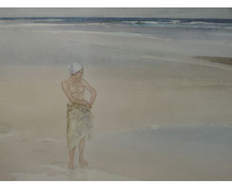 A limited edition print after William Russell Flint Lady On Beach 65/850 signed 50 x 67 cm framed and glazed