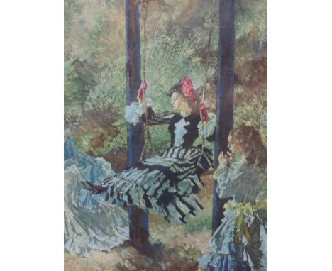 A print after William Russell Flint, Lady Swingers signed, 57 x 43cm framed and glazed
