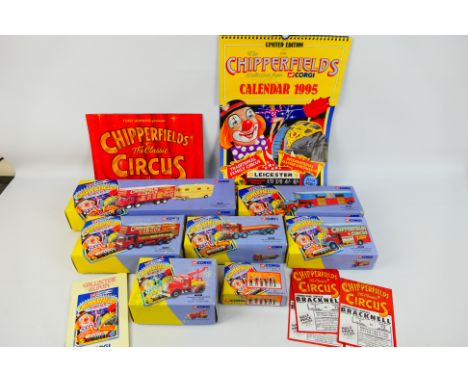 Corgi - Chipperfields Circus - 7 x boxed die-cast Corgi vehicles and figures from the Chipperfields Circus series, and memora