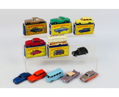 Matchbox - 11 x boxed/unboxed Matchbox die-cast model vehicles - Lot includes a #75 Ferrari Berlinetta. A #38 Vauxhall Victor