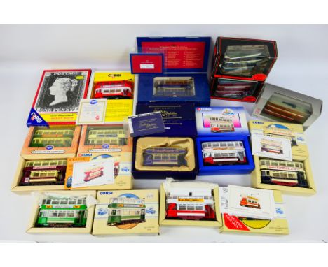 Corgi - A collection of tram models in 1:76 scale including Horsefield tramcar in Leeds Transport livery # 13406, a Golden Ju