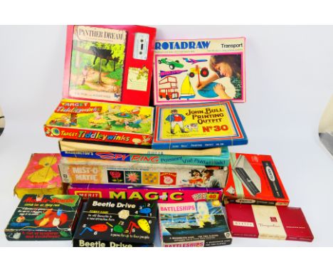 Waddingtons - Spears - Reeves - Merit - A collection of vintage board games and toys including Spy Ring, Ouija, Target Tiddle