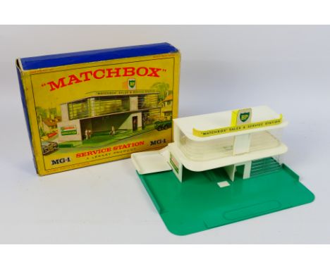  Matchbox - A boxed Matchbox #MG-1 BP Service Station - Box appears in fair condition with signs of wear. A slight bit of res