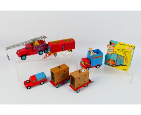 Corgi - Chipperfields, A collection of Chipperfields vehicles including a boxed Bedford giraffe transporter # 503, an unboxed