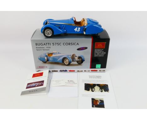 CMC - A limited edition 1938 Bugatti 57 SC Corsica in the rare Roadster Sport finish in 1:18 scale # M-129. The car appears i