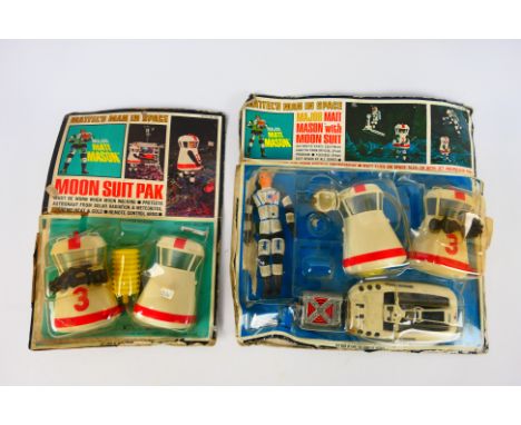 Rosebud - Mattel - Man In Space - 2 x carded 1966 dated Mattel's Man In Space sets, Major Matt Mason with Moon Suit # 6303 an