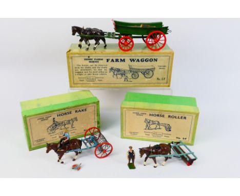 Britains - 3 x boxed Britains farm sets - Lot includes a Britains #8F Home Farm Series Horse Rake. A Britains #5F Home Farm S