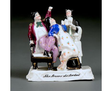 "THE LOVERS DISTURBED". A GERMAN PORCELAIN FAIRING, C1865, THE UNDERSIDE UNGLAZED, 95MM H, INCISED 2854The proceeds from the 