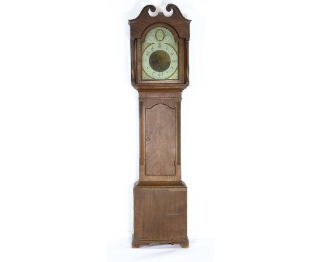 A WEST CUMBERLAND SCUMBLED DEAL THIRTY HOUR LONGCASE CLOCK, B MITCHELL COCKERMOUTH, C1820, THE BREAKARCHED, PAINTED DIAL WITH