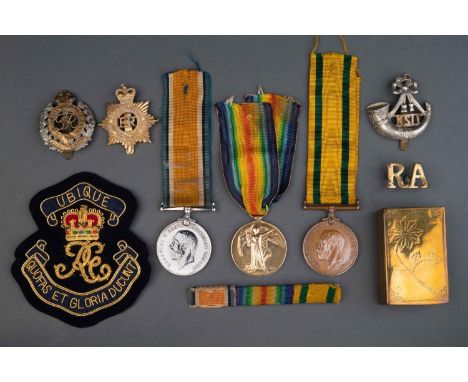 WORLD WAR I GROUP OF THREE, BRITISH WAR MEDAL, VICTORY MEDAL AND TERRITORIAL FORCE WAR MEDAL, 200287 PTE W PREECE KSLI [ON PA