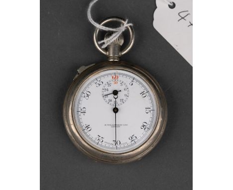 A WWI BRITISH MILITARY ISSUE NICKEL PLATED KEYLESS LEVER STOPWATCH, H WILLIAMSON LIMITED LONDON, MOVEMENT NO. 3364, CASE BACK