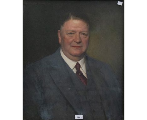 NOEL DENHOLM DAVIS (1876-1950 ) - PORTRAIT OF&nbsp; A GENTLEMAN; PORTRAIT OF A LADY, PENDANTS, BUST LENGTH, BOTH SIGNED, ONE 