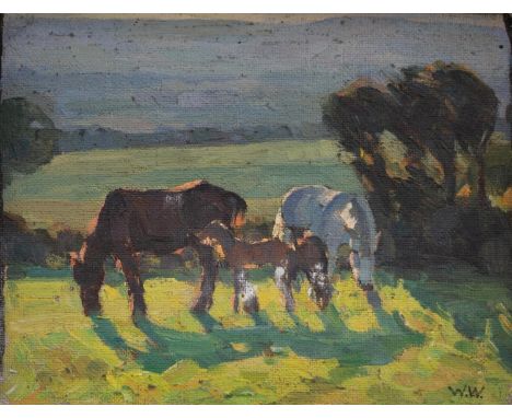 WINIFRED WILSON (1882-1973) - EARLY MORNING, SIGNED WITH INITIALS, OIL ON CANVAS LAID ON BOARD, 17.5 X 23CMWinifred Wilson an